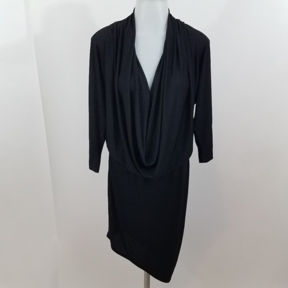 JustFab black asymmetrical hem‎ with draped… - Picture 1 of 8